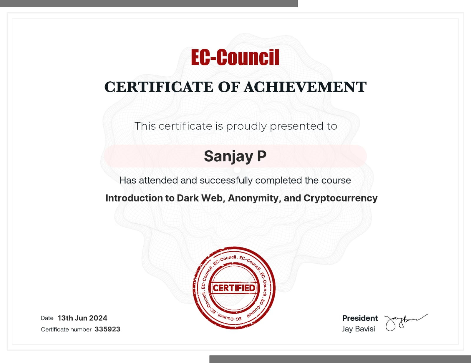 Certificate sample 1